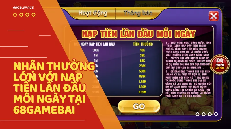 Chương trình nạp tiền lần đầu mỗi ngày là bước đệm giúp bạn chơi game hiệu quả và có lợi nhuận ổn định